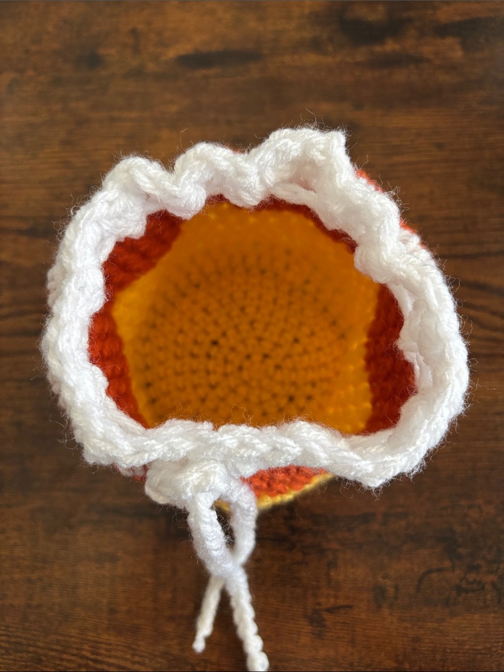 Crochet Candy Corn Drawstring Bag - Picture 2 of 3